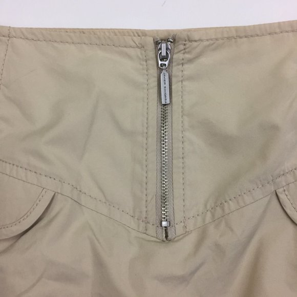 NWT JAVIER SIMORRA Beige/Sand Adj Drawstring  Exposed Zipper Front Lined Skirt - Picture 7 of 13